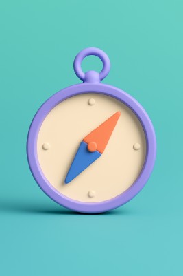 a stylized 3D compass representing the 'Getting Started' category on a mint green background.