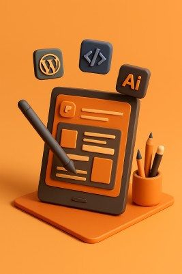 a digital sculpture with layered elements representing the 'Pro Designer' category on a soft orange background.